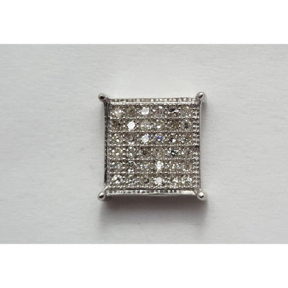 Single 10K White Gold Square Shaped Diamond Stud Earring