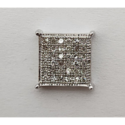 Single 10K White Gold Square Shaped Diamond Stud Earring