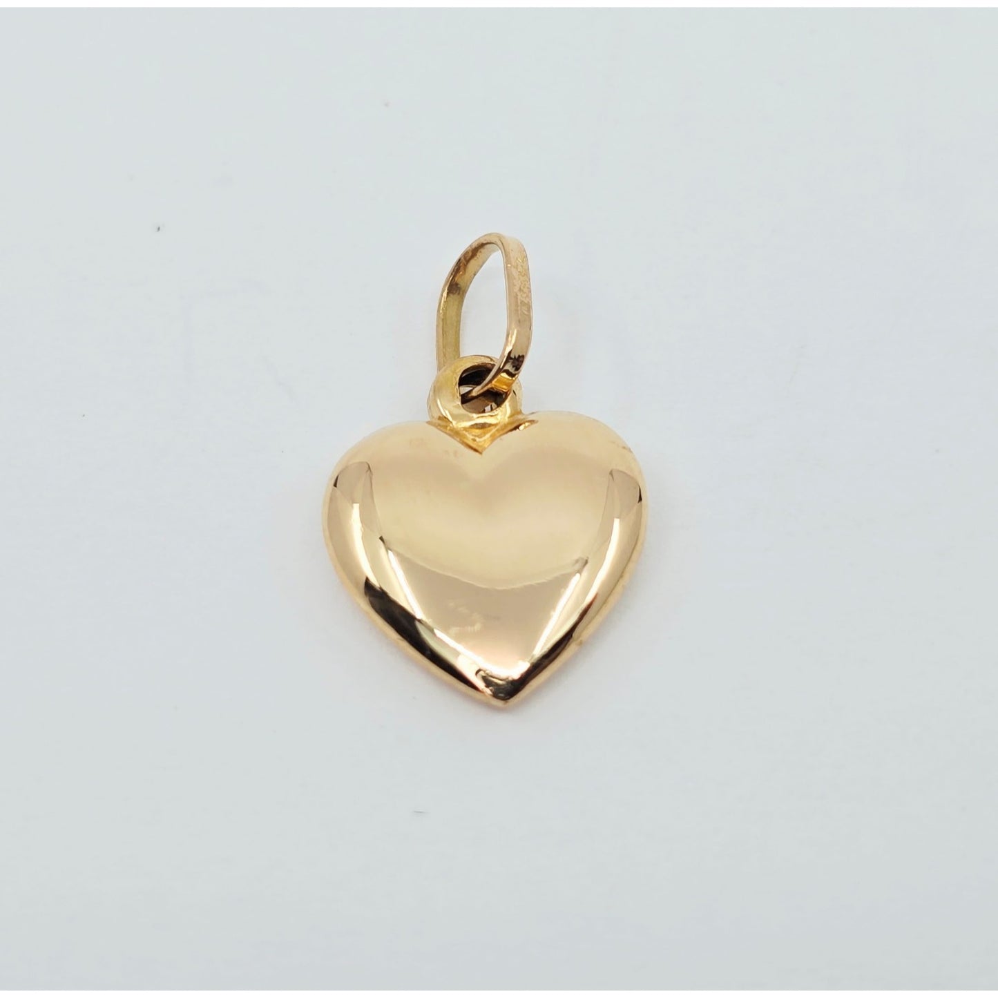 18K Yellow Gold 3D Puffy Heart Charm Pendant