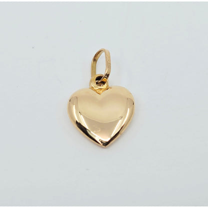 18K Yellow Gold 3D Puffy Heart Charm Pendant