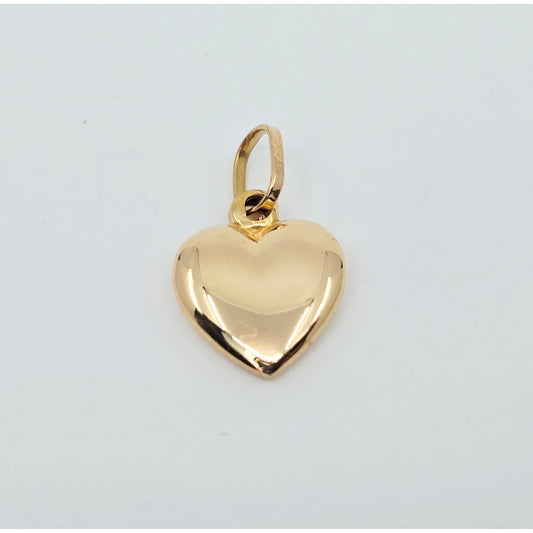 18K Yellow Gold 3D Puffy Heart Charm Pendant