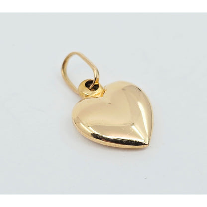 18K Yellow Gold 3D Puffy Heart Charm Pendant