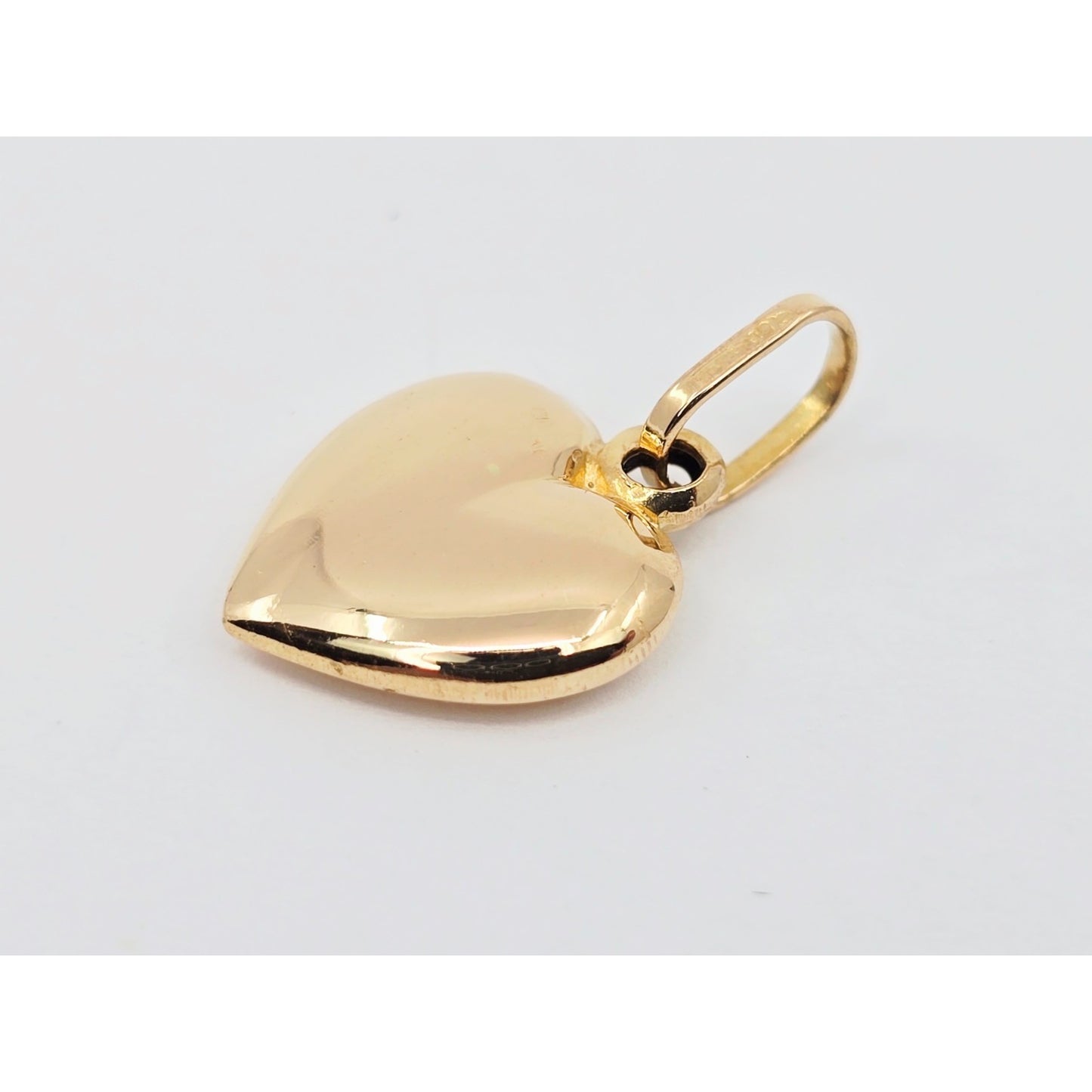18K Yellow Gold 3D Puffy Heart Charm Pendant