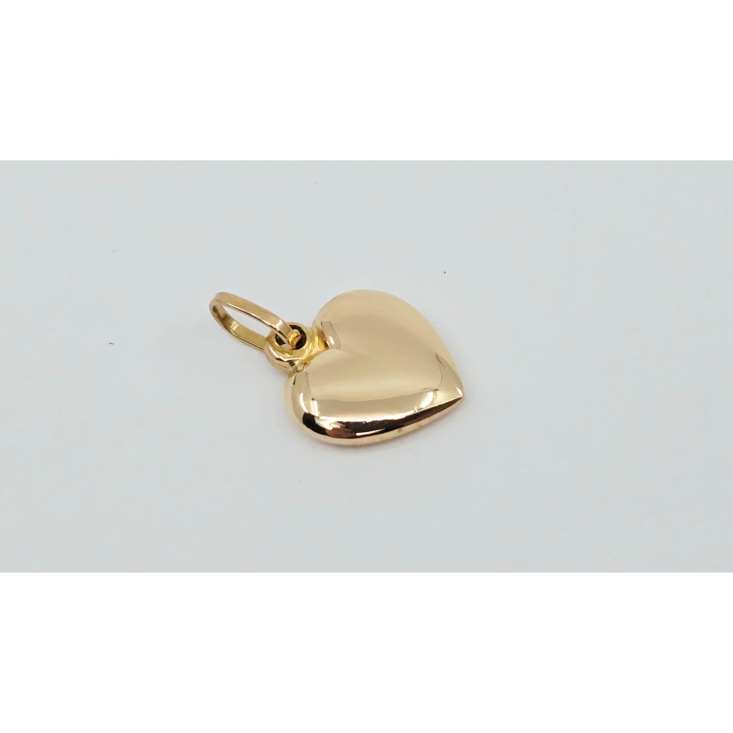 18K Yellow Gold 3D Puffy Heart Charm Pendant