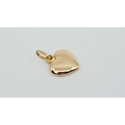 18K Yellow Gold 3D Puffy Heart Charm Pendant