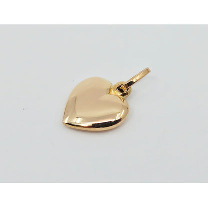 18K Yellow Gold 3D Puffy Heart Charm Pendant