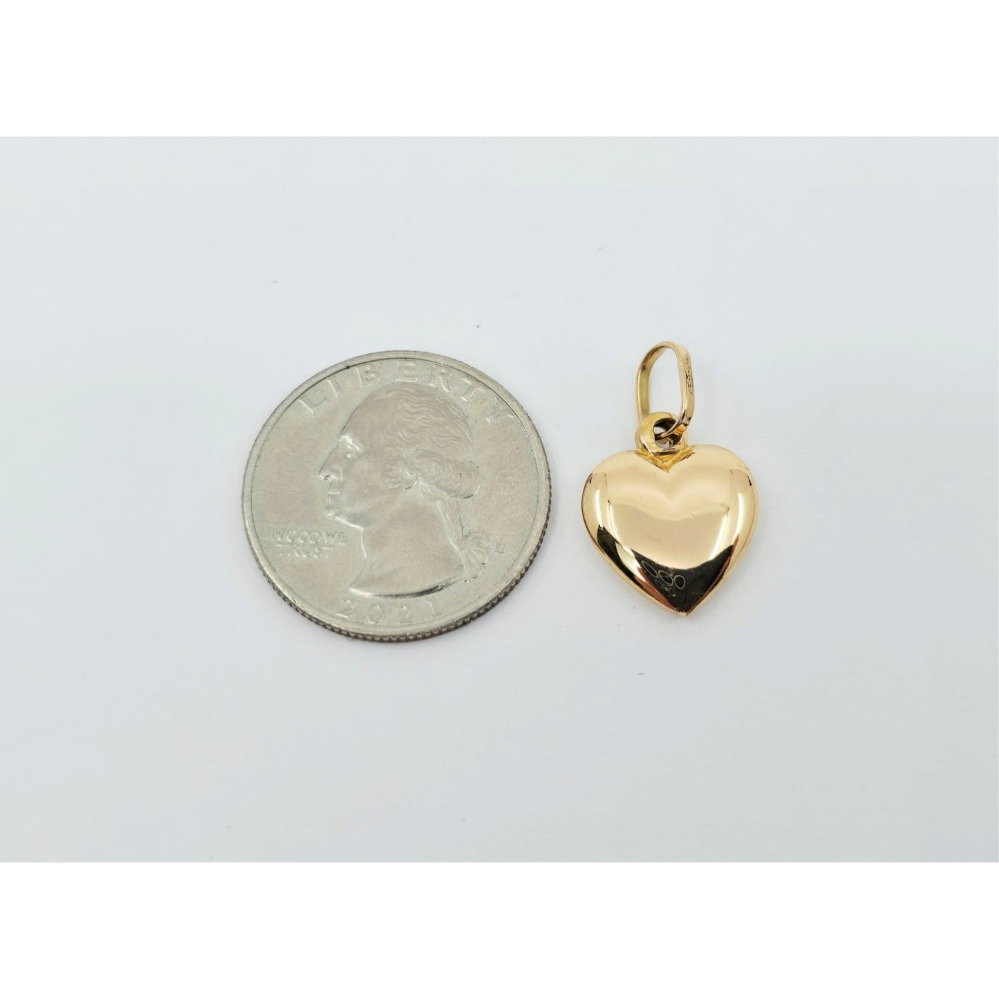 18K Yellow Gold 3D Puffy Heart Charm Pendant