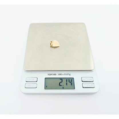 18K Yellow Gold 3D Puffy Heart Charm Pendant