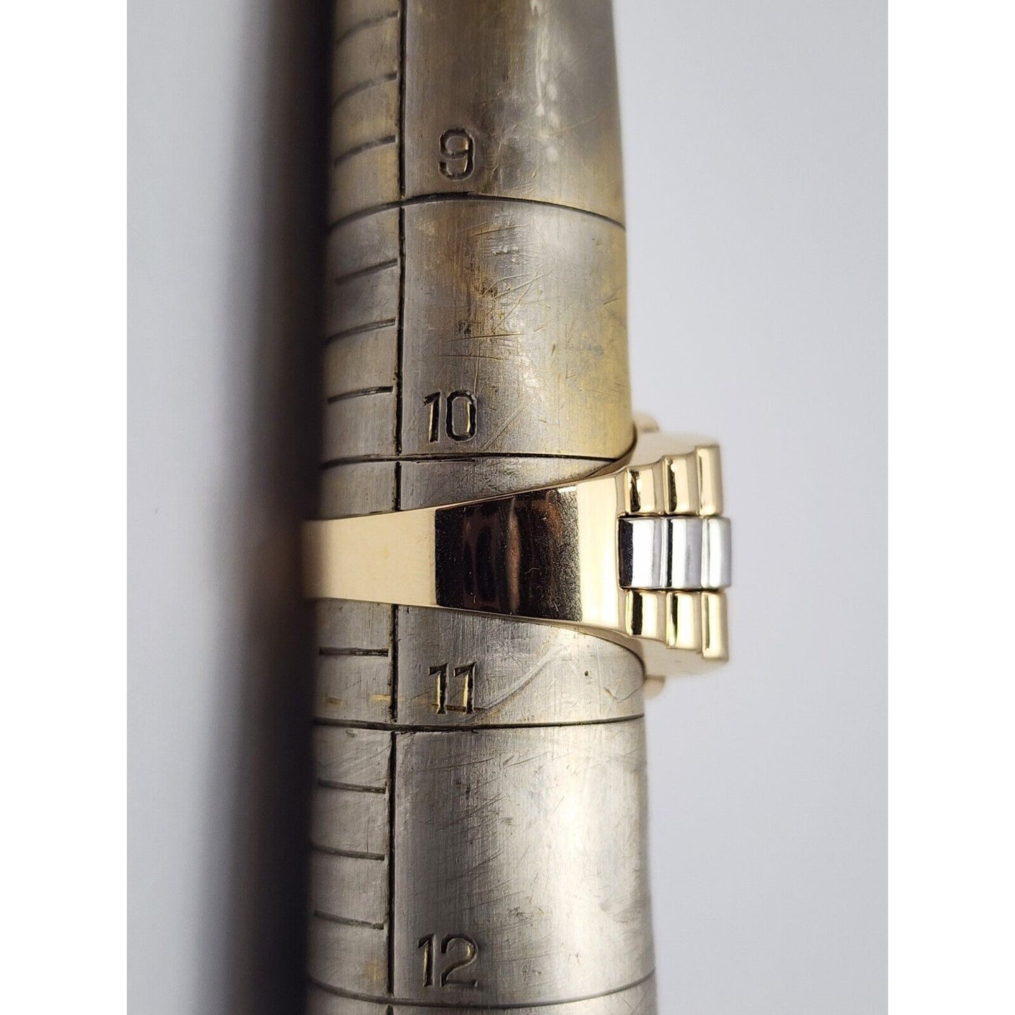 14K Solid Tri Tone Gold Rolex CZ Ring