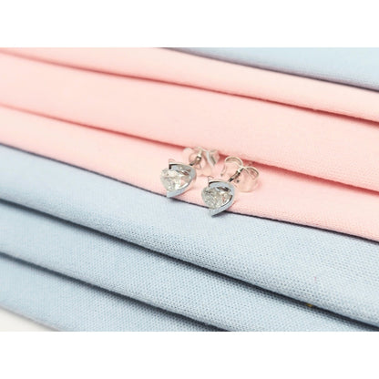 14K White Gold Round Cut Diamond Stud Earrings