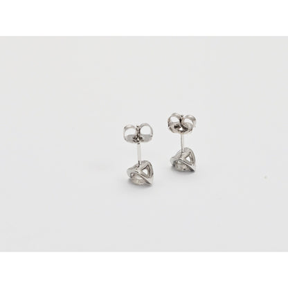 14K White Gold Round Cut Diamond Stud Earrings
