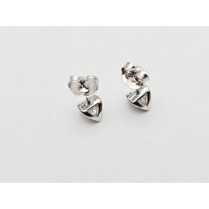 14K White Gold Round Cut Diamond Stud Earrings