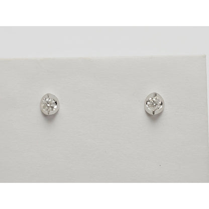 14K White Gold Round Cut Diamond Stud Earrings