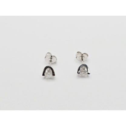 14K White Gold Round Cut Diamond Stud Earrings