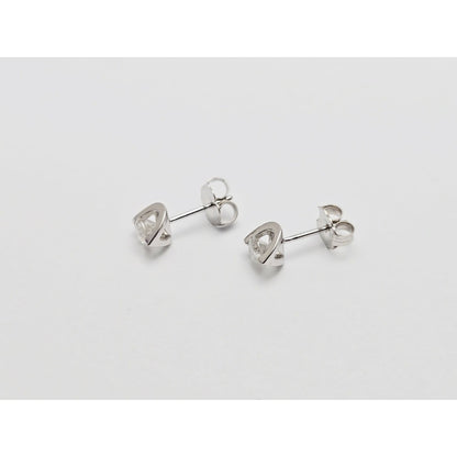 14K White Gold Round Cut Diamond Stud Earrings