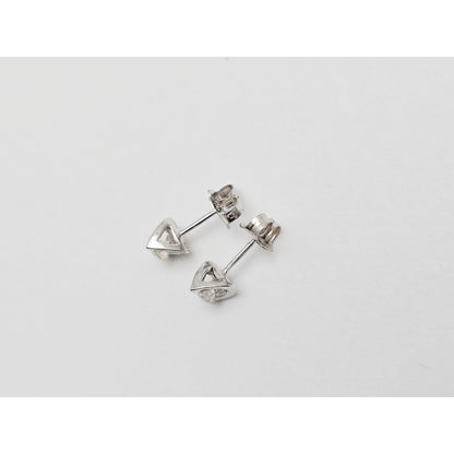 14K White Gold Round Cut Diamond Stud Earrings