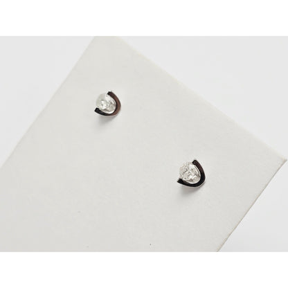 14K White Gold Round Cut Diamond Stud Earrings