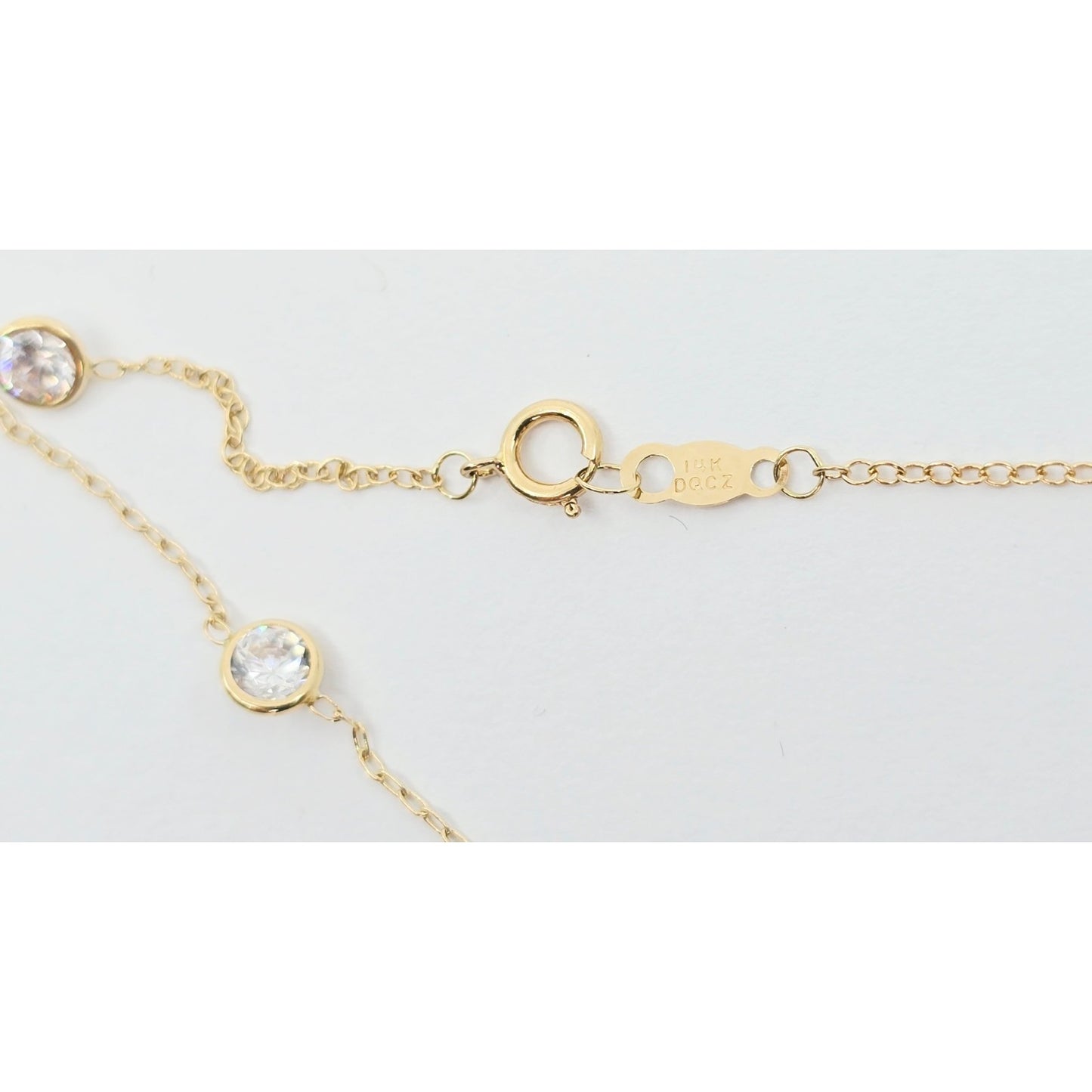 14K Yellow Gold Cable Link CZ Bracelet