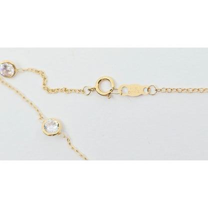 14K Yellow Gold Cable Link CZ Bracelet
