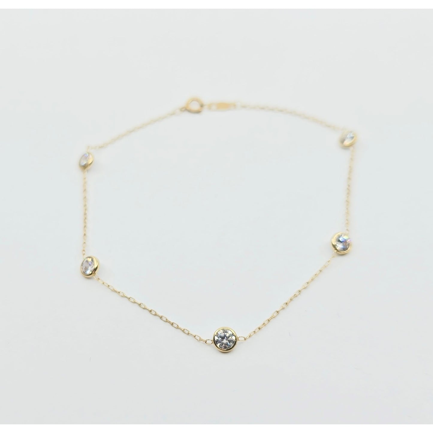 14K Yellow Gold Cable Link CZ Bracelet