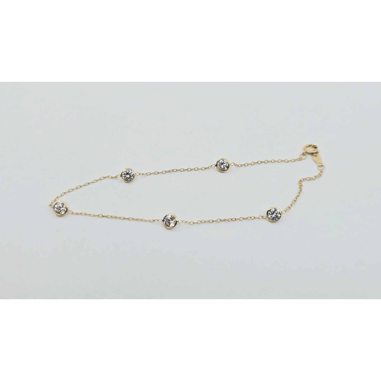 14K Yellow Gold Cable Link CZ Bracelet