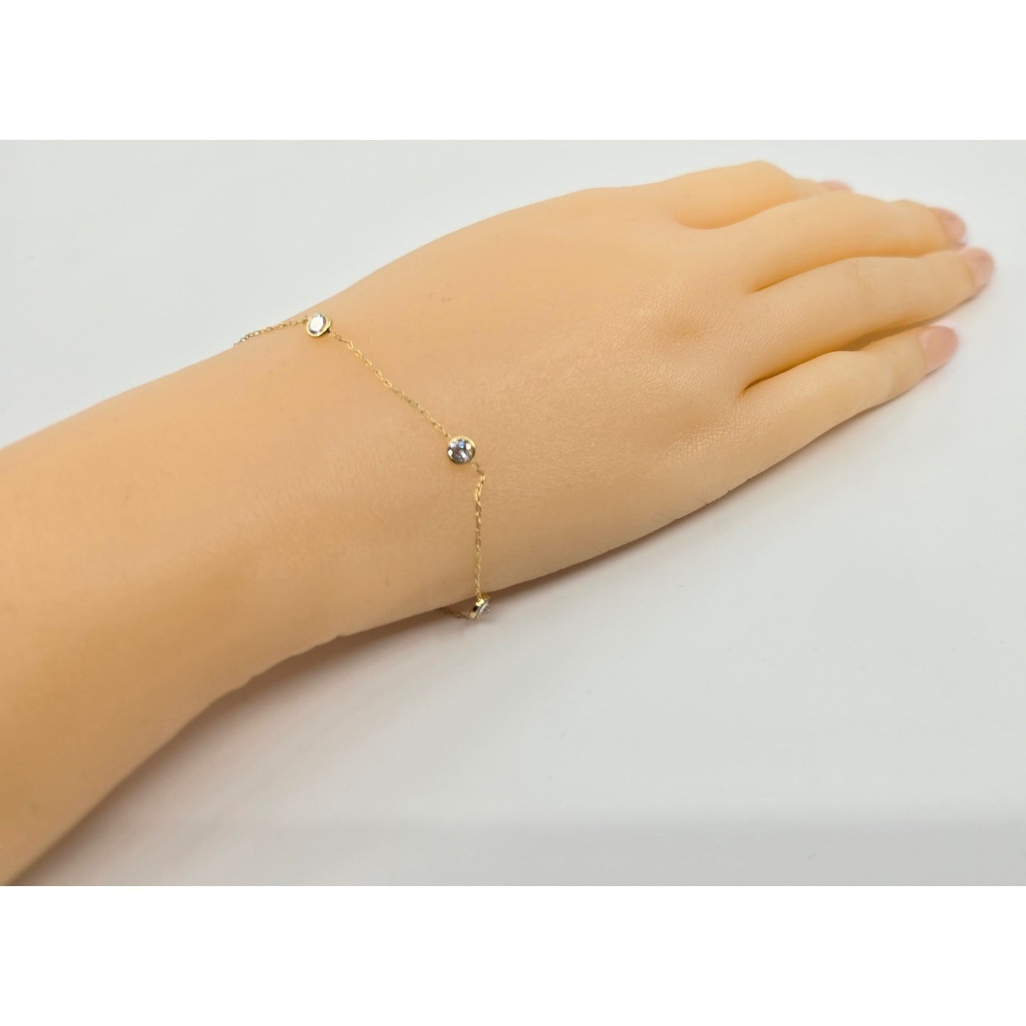 14K Yellow Gold Cable Link CZ Bracelet