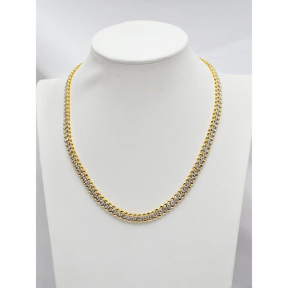 18K Yellow Gold Diamond Tennis Link Chain Necklace