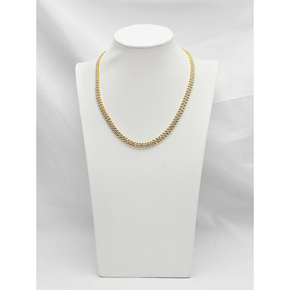 18K Yellow Gold Diamond Tennis Link Chain Necklace