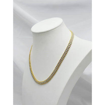 18K Yellow Gold Diamond Tennis Link Chain Necklace