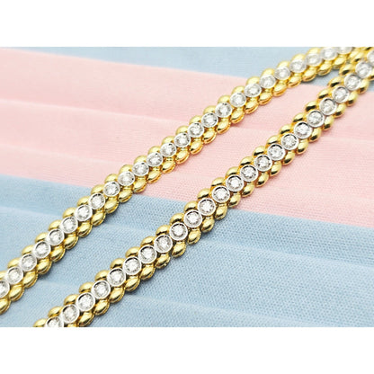 18K Yellow Gold Diamond Tennis Link Chain Necklace