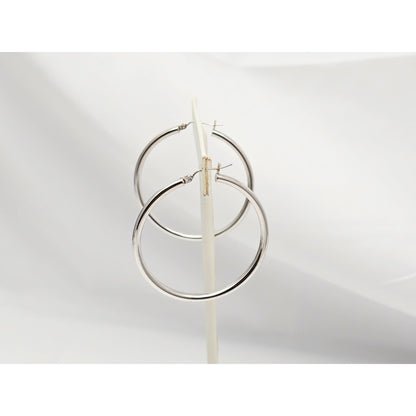 Large 14K White Gold Hinged Hoop Earrings