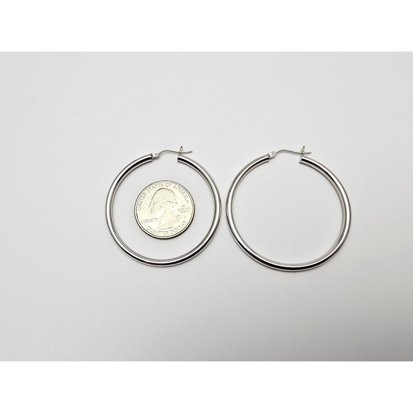 Large 14K White Gold Hinged Hoop Earrings