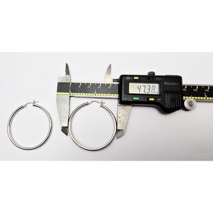 Large 14K White Gold Hinged Hoop Earrings