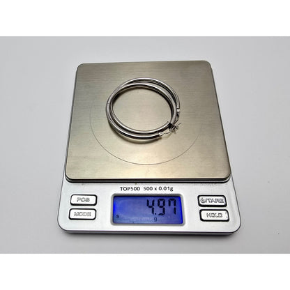 Large 14K White Gold Hinged Hoop Earrings