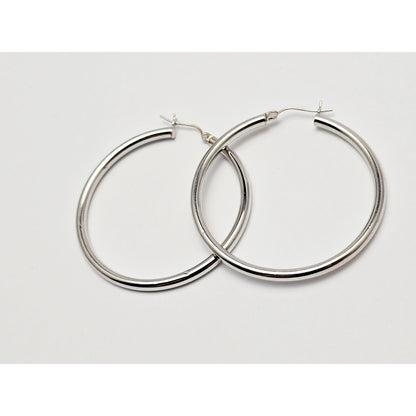 Large 14K White Gold Hinged Hoop Earrings