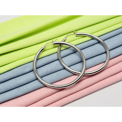 Large 14K White Gold Hinged Hoop Earrings