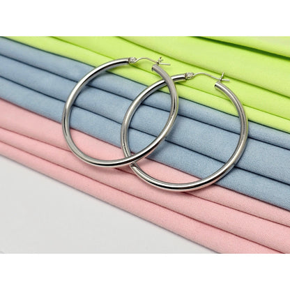 Large 14K White Gold Hinged Hoop Earrings