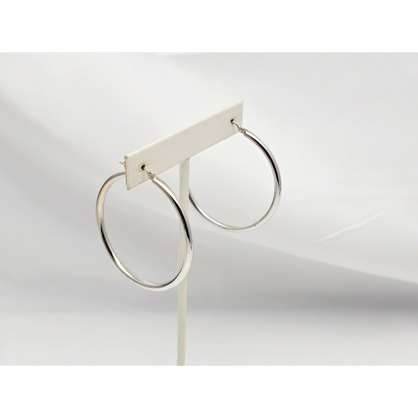 Large 14K White Gold Hinged Hoop Earrings