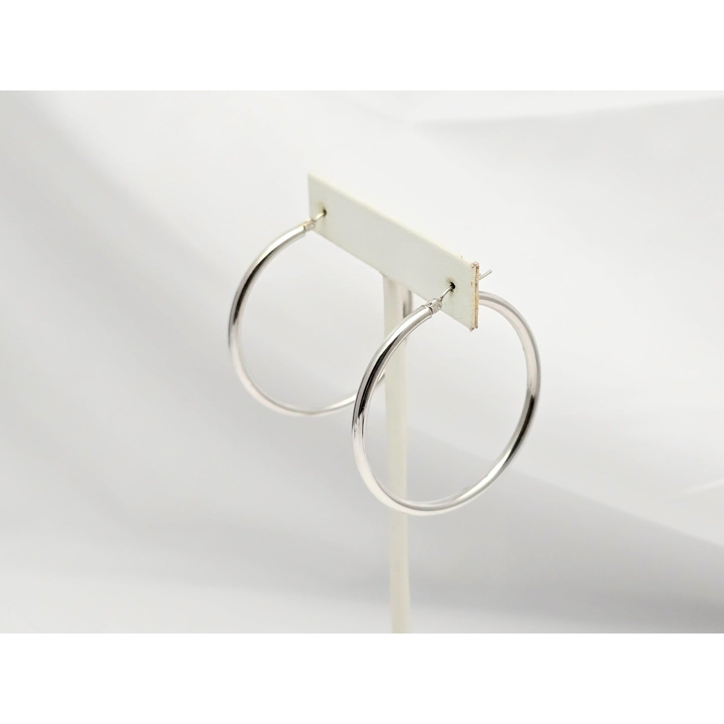 Large 14K White Gold Hinged Hoop Earrings