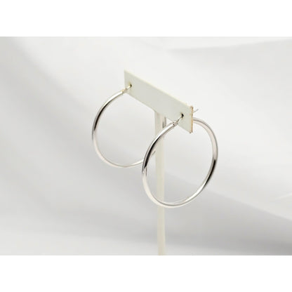 Large 14K White Gold Hinged Hoop Earrings