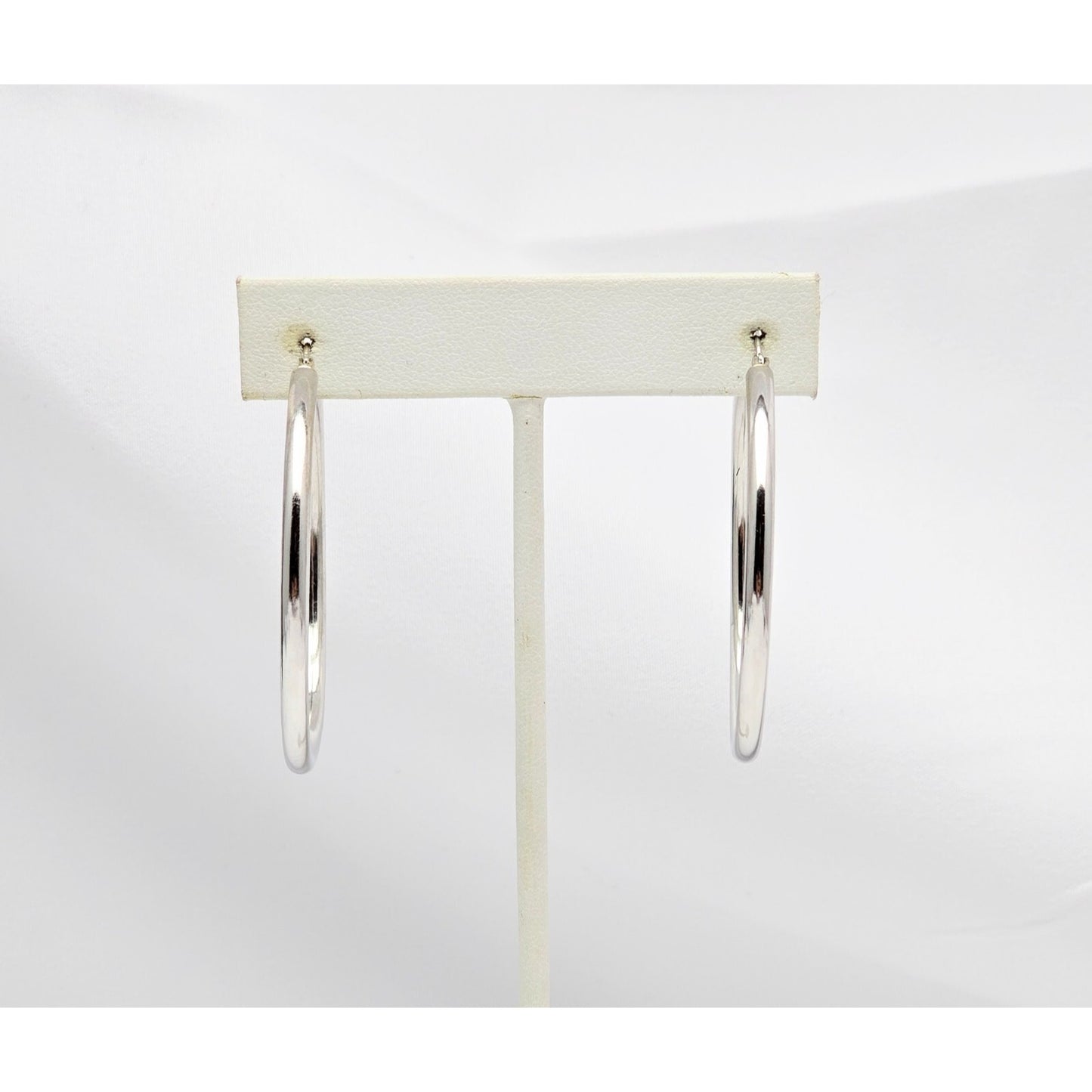 Large 14K White Gold Hinged Hoop Earrings