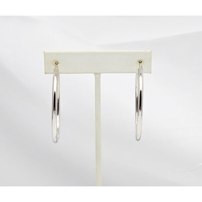 Large 14K White Gold Hinged Hoop Earrings