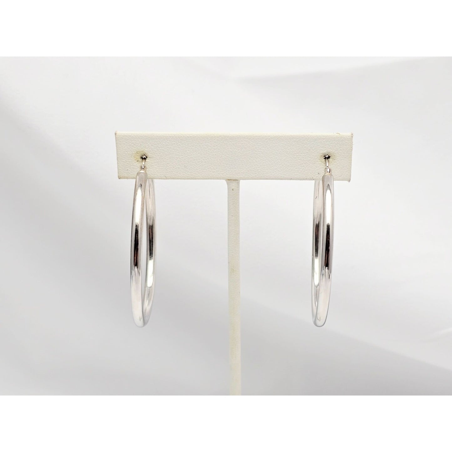 Large 14K White Gold Hinged Hoop Earrings