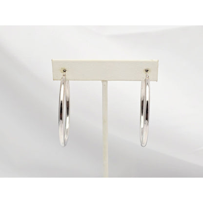 Large 14K White Gold Hinged Hoop Earrings