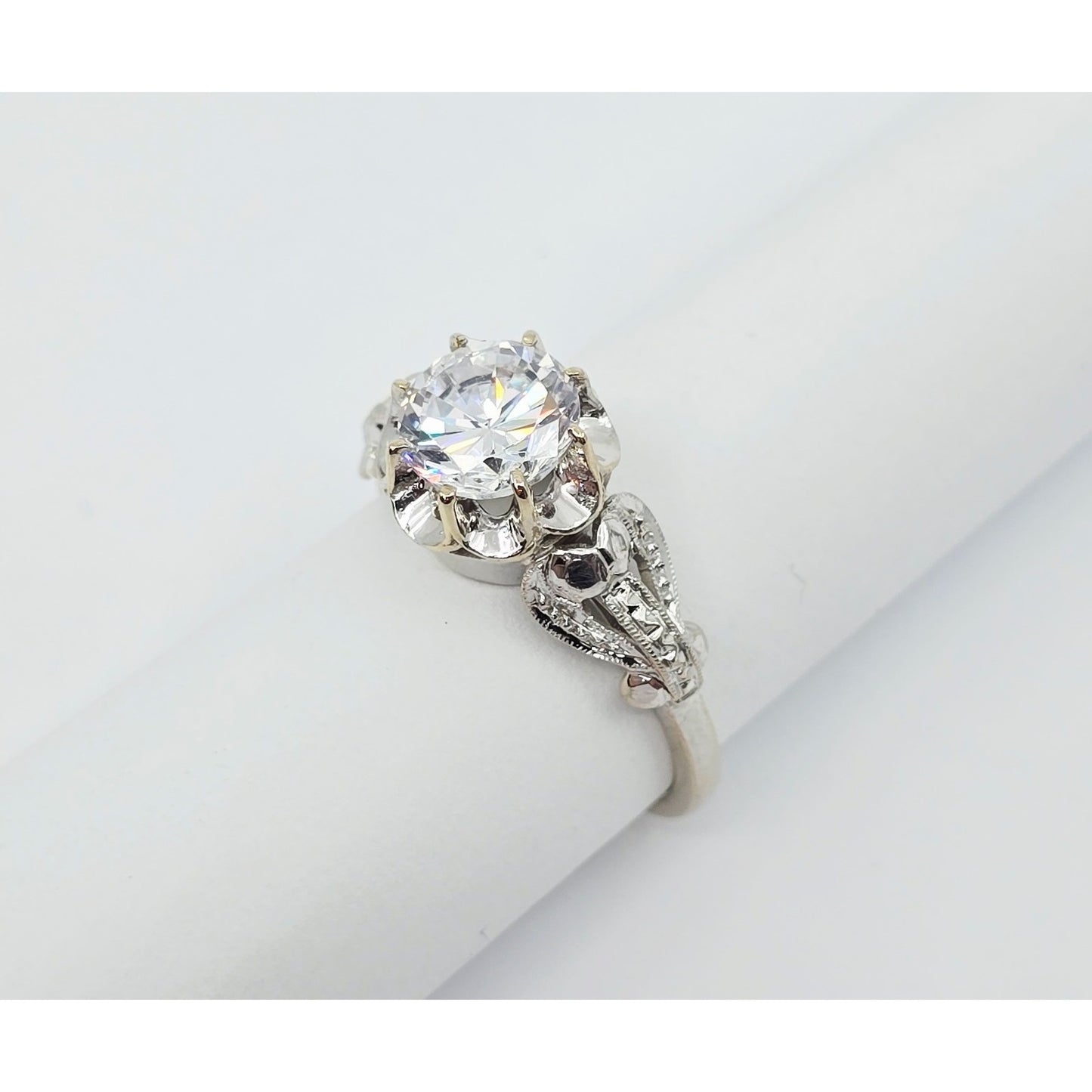 18K White Gold Ladies CZ Engagement Ring