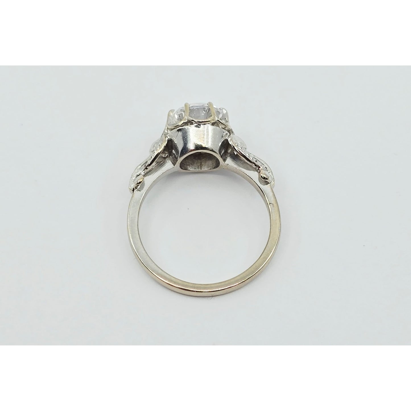 18K White Gold Ladies CZ Engagement Ring