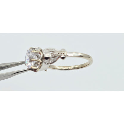 18K White Gold Ladies CZ Engagement Ring