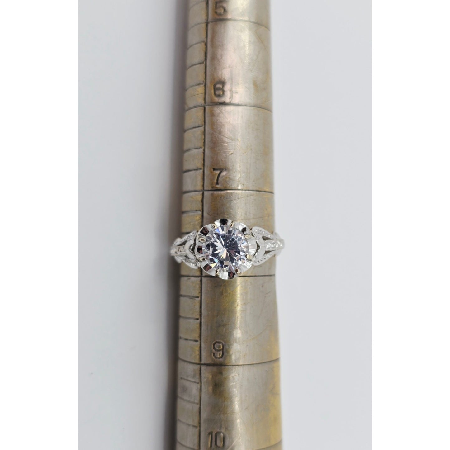 18K White Gold Ladies CZ Engagement Ring