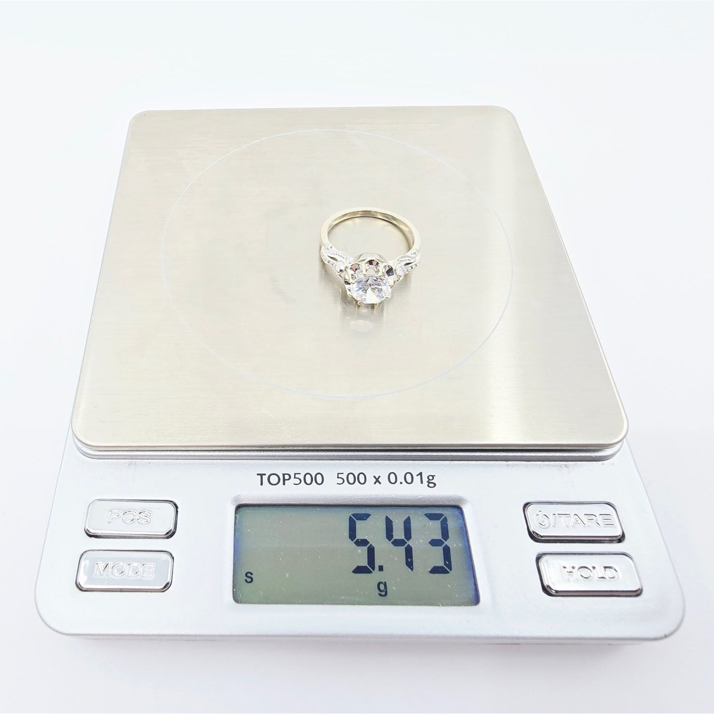 18K White Gold Ladies CZ Engagement Ring