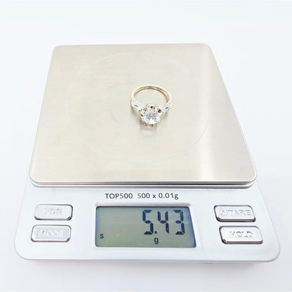 18K White Gold Ladies CZ Engagement Ring